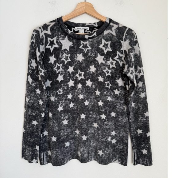 Autumn Cashmere Reversible Inked Stars Cashmere Sweater in Black - Picture 2 of 6